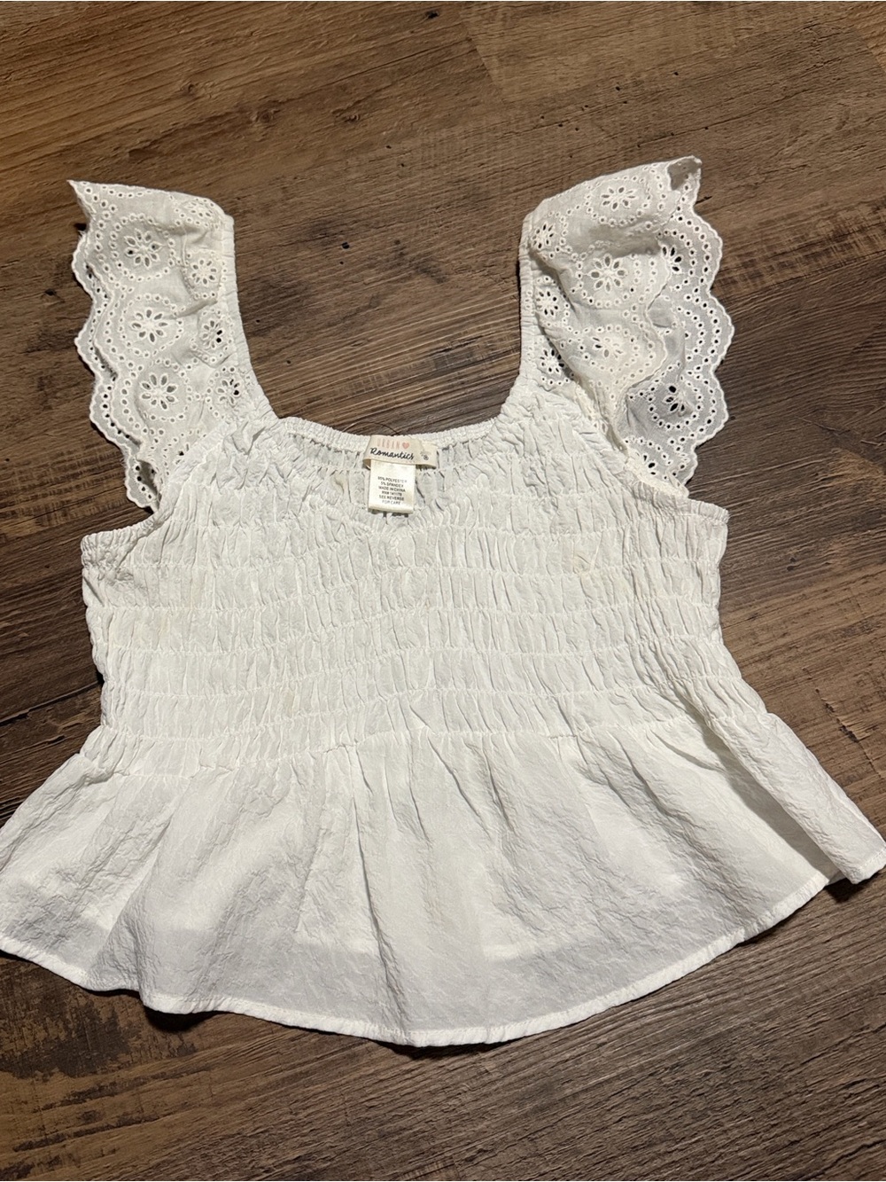 URBAN Romantics White Eyelet Smocked Peplum Camisole